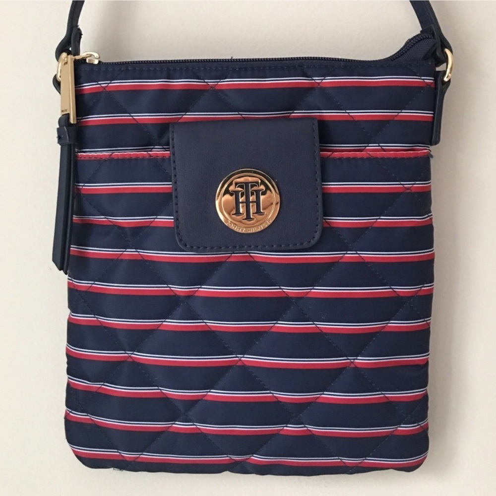 Tommy Hilfiger Navy Stripe Quilted Handbag - Picture 2 of 4